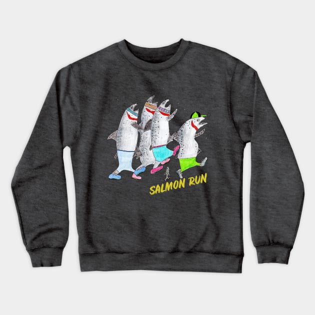 Salmon Run Crewneck Sweatshirt by Doodle Dandies